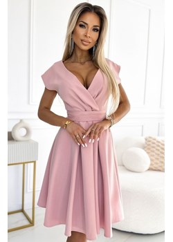 Numoco 348-9 SCARLETT rozkloszowana sukienka z kopertowym dekoltem i paskiem ze sklepu intimiti.pl w kategorii Sukienki - zdjęcie 187898065