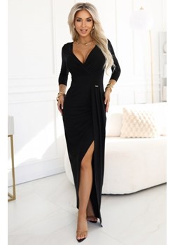 Numoco 404-13 elegancka długa sukienka z kopertowym dekoltem i rozcięciem ze sklepu intimiti.pl w kategorii Sukienki - zdjęcie 187898135
