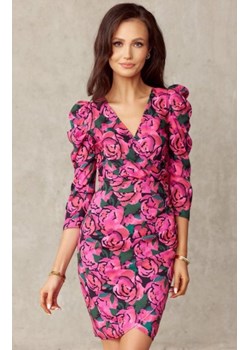 Roco 329 dopasowana sukienka w różowe róże E10 ze sklepu intimiti.pl w kategorii Sukienki - zdjęcie 187898328