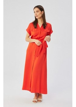 Stylove S364 sukienka maxi rozpinana z krótkimi rękawami koralowa ze sklepu intimiti.pl w kategorii Sukienki - zdjęcie 187898586