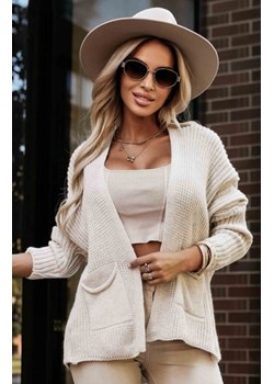 Numoco 630-1 ciepły kardigan z kieszeniami i ściągaczami na rękawach ze sklepu intimiti.pl w kategorii Swetry damskie - zdjęcie 187898796