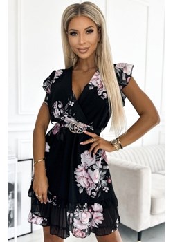 Numoco 468-2 PATRIZIA sukienka z kopertowym dekoltem, paskiem i krótkim rękawkiem ze sklepu intimiti.pl w kategorii Sukienki - zdjęcie 187898829