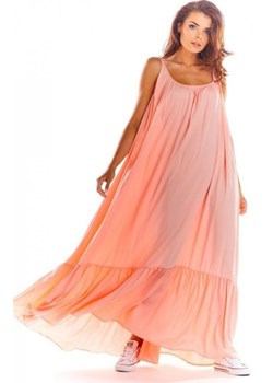 Zwiewna sukienka letnia pudrowy róż maxi A307 ze sklepu intimiti.pl w kategorii Sukienki - zdjęcie 187899168
