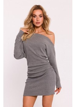 Moe prążkowana sukienka mini szara M818 ze sklepu intimiti.pl w kategorii Sukienki - zdjęcie 187899239