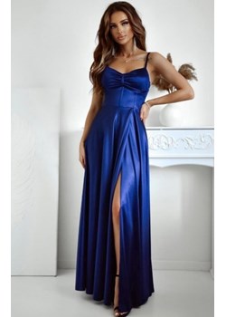 Długa satynowa sukienka gorset granatowa ze sklepu intimiti.pl w kategorii Sukienki - zdjęcie 187899325