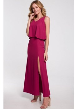 Makover K048 sukienka maxi z falbaną u góry śliwkowa ze sklepu intimiti.pl w kategorii Sukienki - zdjęcie 187899438