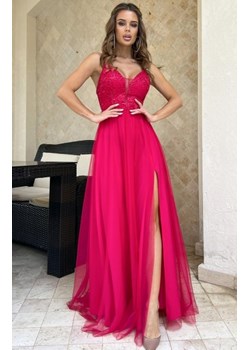 Bicotone długa tiulowa sukienka na ramiączkach malinowa ze sklepu intimiti.pl w kategorii Sukienki - zdjęcie 187899439