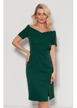 Dopasowana sukienka z dekoltem odsłaniającym ramiona zielona SUK207 ze sklepu intimiti.pl w kategorii Sukienki - zdjęcie 187900076