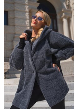 Awama A681 oversizowy płaszcz z kapturem szary ze sklepu intimiti.pl w kategorii Płaszcze damskie - zdjęcie 187900187