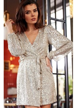 Kopertowa sukienka z cekinami złota A350 ze sklepu intimiti.pl w kategorii Sukienki - zdjęcie 187900288