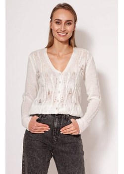 MKM SWE267 ażurowy, rozpinany sweterek damski ecru ze sklepu intimiti.pl w kategorii Swetry damskie - zdjęcie 187900465