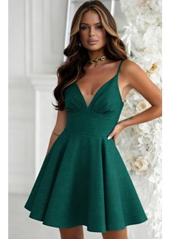 Zielona brokatowa sukienka mini z gorsetowym wiązaniem ze sklepu intimiti.pl w kategorii Sukienki - zdjęcie 187900558