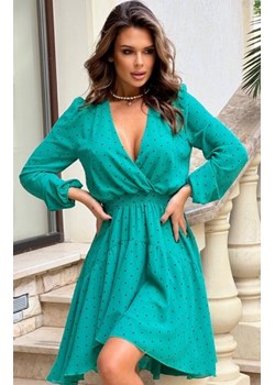 *Bicotone 287-15 szyfonowa sukienka w groszki zielona ze sklepu intimiti.pl w kategorii Sukienki - zdjęcie 187900637