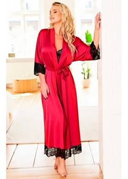 Kalimo Sumatra długi satynowy szlafrok damski bordowy ze sklepu intimiti.pl w kategorii Szlafroki damskie - zdjęcie 187900659