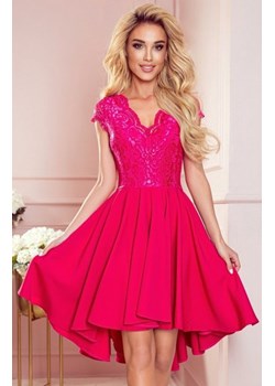 Numoco 300-6 PATRICIA - sukienka z dłuższym tyłem i koronkowym dekoltem ze sklepu intimiti.pl w kategorii Sukienki - zdjęcie 187900976