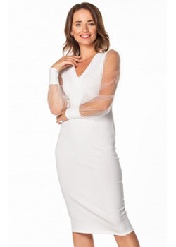 Tessita T369 ołówkowa sukienka midi biała ze sklepu intimiti.pl w kategorii Sukienki - zdjęcie 187901035