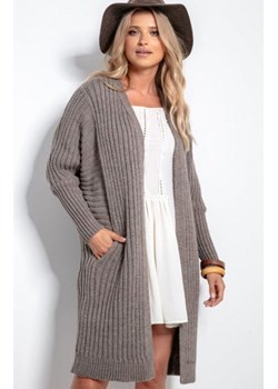Długi kardigan damski latte F1055 ze sklepu intimiti.pl w kategorii Swetry damskie - zdjęcie 187901057