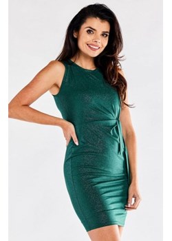 Awama A554 błyszcząca mini sukienka zielona ze sklepu intimiti.pl w kategorii Sukienki - zdjęcie 187901135