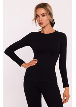 Moe prążkowana bluzka czarna M817 ze sklepu intimiti.pl w kategorii Bluzki damskie - zdjęcie 187901229