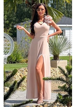 Elizabeth Anabel długa sukienka z różą beżowa ze sklepu intimiti.pl w kategorii Sukienki - zdjęcie 187901256