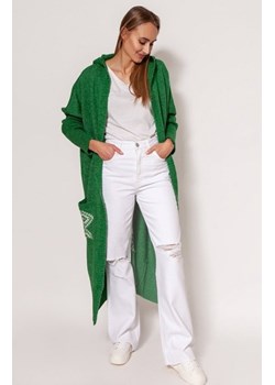 MKM PA020 długi kardigan z kapturem zielony ze sklepu intimiti.pl w kategorii Swetry damskie - zdjęcie 187901365