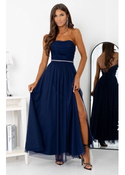 Duet Noemi szyfonowa długa sukienka z paskiem granatowa ze sklepu intimiti.pl w kategorii Sukienki - zdjęcie 187901386