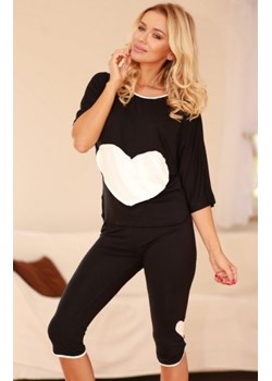 Kalimo Vigo piżama damska z serduszkiem czarna ze sklepu intimiti.pl w kategorii Piżamy damskie - zdjęcie 187901515