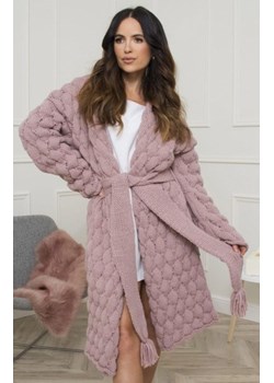 Kamea Bianka wełniany sweter z wiązaniem brudny róż ze sklepu intimiti.pl w kategorii Swetry damskie - zdjęcie 187901556