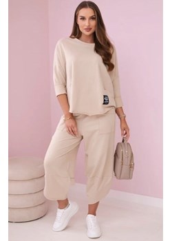 Komplet bawełniany bluza i spodnie beżowy ze sklepu intimiti.pl w kategorii Dresy damskie - zdjęcie 187901709