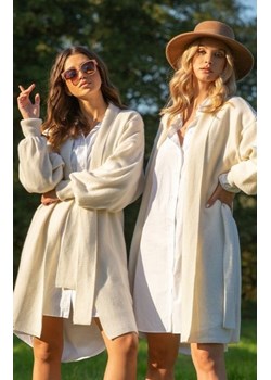 Kaszmirowy sweter z wiązaniem ecru Fobya F1120 ze sklepu intimiti.pl w kategorii Swetry damskie - zdjęcie 187902048