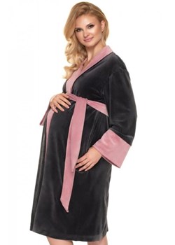 Miękki welurowy szlafrok damski grafitowy 0201 ze sklepu intimiti.pl w kategorii Szlafroki damskie - zdjęcie 187902298