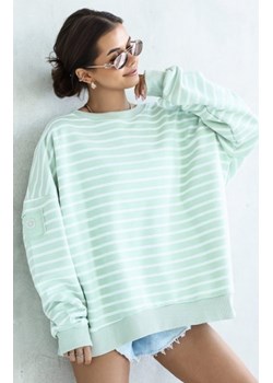 Oversizowa bluza damska w paski pistacja Flowy ze sklepu intimiti.pl w kategorii Bluzy damskie - zdjęcie 187902447