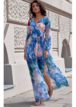 Długa sukienka w kolorowy print 0419/67D ze sklepu intimiti.pl w kategorii Sukienki - zdjęcie 187902508
