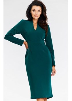 Awama A667 ołówkowa sukienka midi zielona ze sklepu intimiti.pl w kategorii Sukienki - zdjęcie 187902578