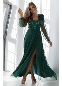 Elizabeth Stella długa sukienka z różą zielona ze sklepu intimiti.pl w kategorii Sukienki - zdjęcie 187902695