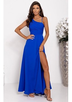 Duet Monako asymetryczna długa sukienka z wiązaniem chabrowa ze sklepu intimiti.pl w kategorii Sukienki - zdjęcie 187902955