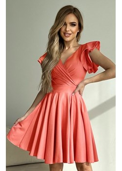 Bicotone rozkloszowana sukienka koralowa z falbankami 281 ze sklepu intimiti.pl w kategorii Sukienki - zdjęcie 187903429