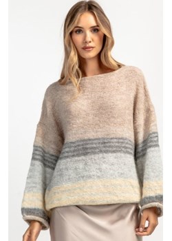 Oversizowy sweter wełniany w paski latte ze sklepu intimiti.pl w kategorii Swetry damskie - zdjęcie 187903465