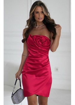 Satynowa mini sukienka z drapaną różą czerwona ze sklepu intimiti.pl w kategorii Sukienki - zdjęcie 187903747
