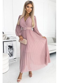Numoco 414-2 KLARA plisowana sukienka z paskiem i dekoltem ze sklepu intimiti.pl w kategorii Sukienki - zdjęcie 187903938