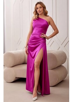 Asymetryczna satynowa sukienka maxi różowa 0461 ze sklepu intimiti.pl w kategorii Sukienki - zdjęcie 187904086