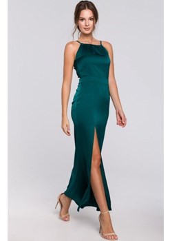 Makover K042 długa sukienka z rozcięciem na udzie zielona ze sklepu intimiti.pl w kategorii Sukienki - zdjęcie 187904208