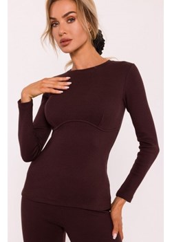 Moe prążkowana bluzka brązowa M817 ze sklepu intimiti.pl w kategorii Bluzki damskie - zdjęcie 187904447
