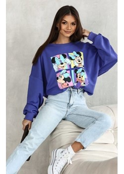 Oversizowa bluza damska Myszki kwadraty fioletowa ze sklepu intimiti.pl w kategorii Bluzy damskie - zdjęcie 187904897
