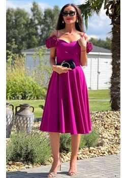 Elizabeth Flower sukienka midi rozkloszowana magenta ze sklepu intimiti.pl w kategorii Sukienki - zdjęcie 187904905