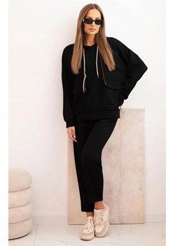 Dresowy komplet damski masełko bluza z kapturem i spodniami czarny ze sklepu intimiti.pl w kategorii Dresy damskie - zdjęcie 187905089