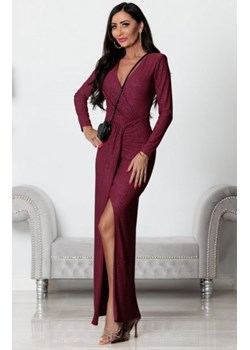 Wieczorowa bordowa długa sukienka z poświatą Hera ze sklepu intimiti.pl w kategorii Sukienki - zdjęcie 187905487