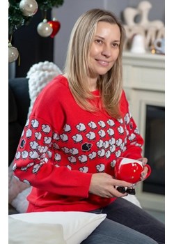 Fobya F1800 sweter w owieczki red ze sklepu intimiti.pl w kategorii Swetry damskie - zdjęcie 187905647