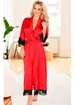 Kalimo Sumatra długi satynowy szlafrok damski czerwony ze sklepu intimiti.pl w kategorii Szlafroki damskie - zdjęcie 187905746