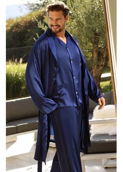 Dkaren Lukas satynowy szlafrok męski granatowy ze sklepu intimiti.pl w kategorii Szlafroki męskie - zdjęcie 187905748